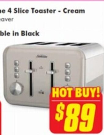 The Good Guys Sunbeam Simply Shine 4 Slice Toaster - Cream offer
