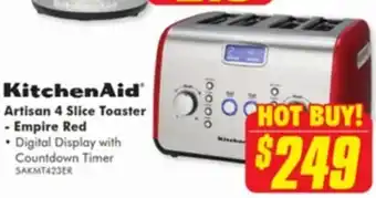 The Good Guys KitchenAid Artisan 4 Slice Toaster - Empire Red offer