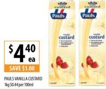 Supabarn Pauls Vanilla Custard 1kg offer