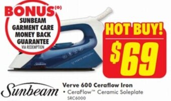 The Good Guys Sunbeam Verve 600 Ceraflow Iron offer