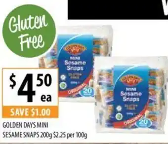 Supabarn Golden Days Mini Sesame Snaps 200g offer