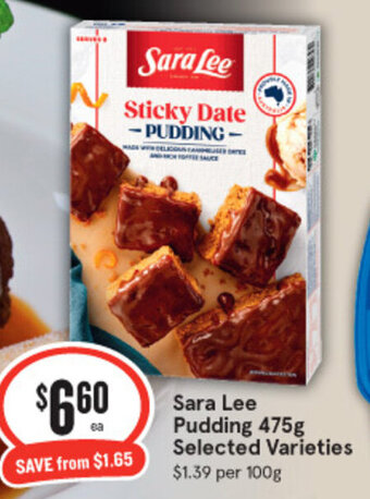 IGA Sara Lee Pudding 475g offer