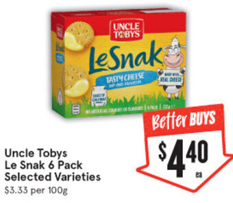 IGA Uncle Tobys Le Snak 6 Pack offer