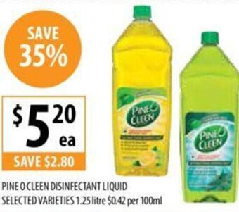 Supabarn Pine O Cleen Disinfectant Liquid Selected Varieties 1.25 Litre offer