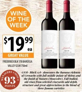 Supabarn FREDERICK BLK 178 BAROSSA VALLEY GSM 750ml offer