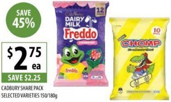 Supabarn CADBURY SHARE PACK SELECTED VARIETIES 150/180g offer