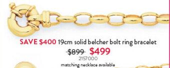 Goldmark 19cm solid belcher bolt ring bracelet offer