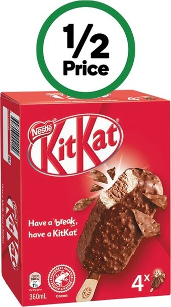 Woolworths Kit kat ice cream sticks 360ml pk 4 – from the freezer offer