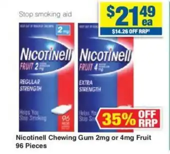 My Chemist Nicotinell Chewing Gum 2mg or 4mg Fruit 96 Pieces offer