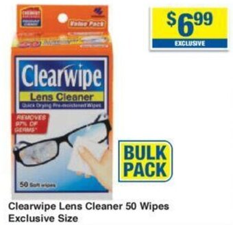 Clearwipe Lens Cleaner 50 Wipes Exclusive Size