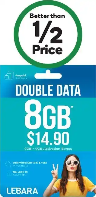 Woolworths Lebara $14.90 starter pack† offer