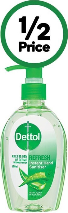 Woolworths Dettol liquid antibacterial instant hand sanitiser refresh 200ml offer