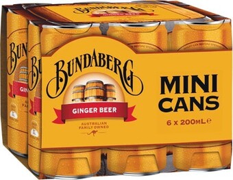 Woolworths Bundaberg ginger beer mini cans 6 x 200ml offer
