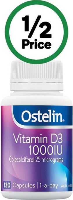 Woolworths Ostelin vitamin d3 1000iu capsules for bone health + immunity pk 130^ offer