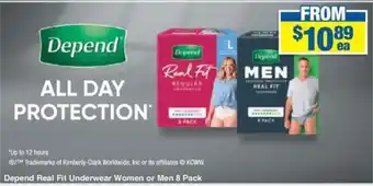 Depend Real Fit Underwear Women or Men 8 Pack