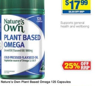 My Chemist Nature's Own Plant Based Omega 125 Capsules offer