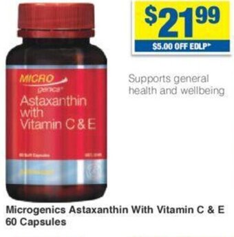 My Chemist Microgenics Astaxanthin With Vitamin C & E 60 Capsules offer