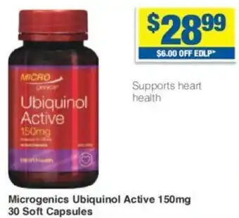 My Chemist Microgenics Ubiquinol Active 150mg Microgenics Probiotic 35 Billion 60 Capsules 30 Soft Capsules offer
