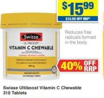 My Chemist Swisse Ultiboost Vitamin C Chewable 310 Tablets offer