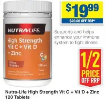 My Chemist Nutra-Life High Strength Vit C + Vit D + Zinc 120 Tablets offer