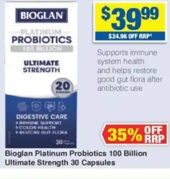 My Chemist Bioglan Platinum Probiotics 100 Billion Ultimate Strength 30 Capsules offer