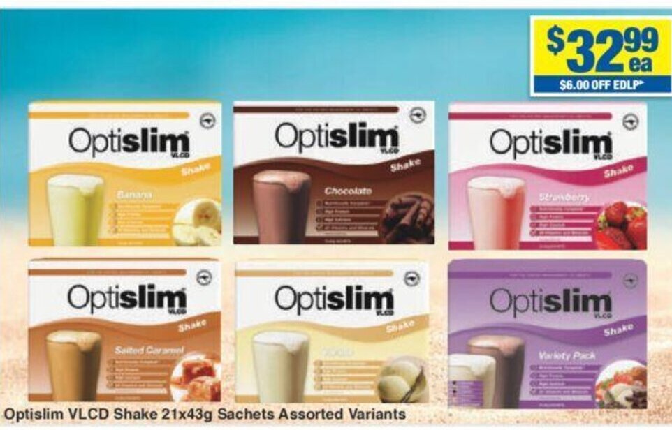 Optislim VLCD Shake 21x43g Sachets Assorted Variants offer at My Chemist