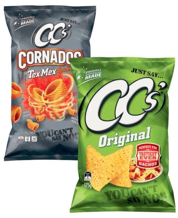 Cc’s corn chips 175g or cornados 110g offer at Coles