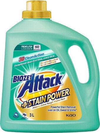 BIG W Biozet attack plus stain power liquid laundry detergent 3l offer