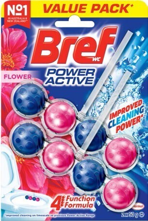 BIG W Bref power active rim block toilet cleaner 2 pack 50g - flower blossom offer