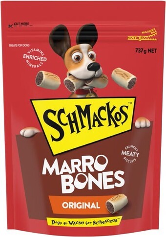 BIG W Schmackos marrobones original dog treats 737g offer