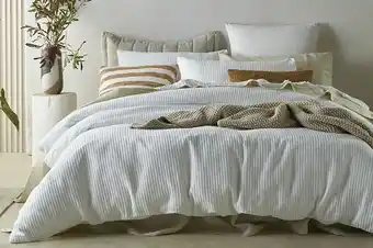 Myer Australian house & garden albany white stripe matelasse quilt cover set^ offer