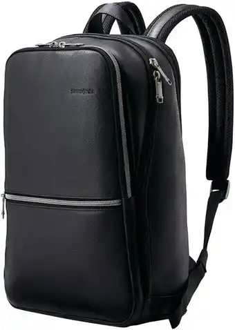 Myer Samsonite classic leather slim backpack in black offer