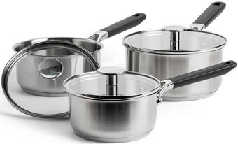 Myer Kitchenaid 3pc classic stainless steel saucepan set offer