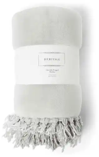 Myer Heritage chenille fringe blanket in grey offer