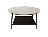 LivingStyles Cecile Marble Topped Iron Round Coffee Table, 90cm offer