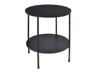 LivingStyles Benny Iron Round Side Table, Black offer