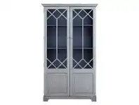 LivingStyles Norah Recycled Pine Timber Display Cabinet, French Grey offer