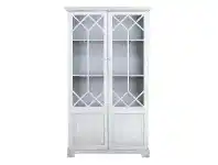 LivingStyles Norah Recycled Pine Timber Display Cabinet, Antique White offer
