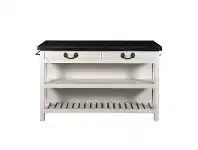 LivingStyles Lars Marble Topped Mango Wood Kitchen Island, 145cm, Pale Grey offer