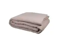 LivingStyles Bande Cotton Linen Bed Cover, Queen, Beige offer