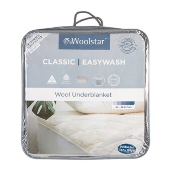 Pillow Talk Easy wash reversible australian wool underblanket by woolstar offer