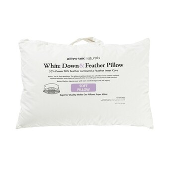 Pillow Talk 30/70 duck down feather surround soft pillow by pillow talk naturals offer