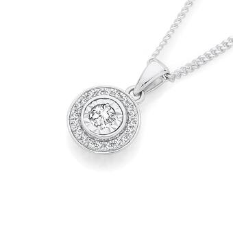 Angus & Coote 9ct white gold diamond halo pendant offer