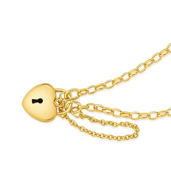 Angus & Coote 9ct gold 14.5cm solid belcher padlock bracelet offer