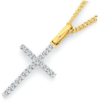 Angus & Coote 9ct gold diamond cross pendant offer