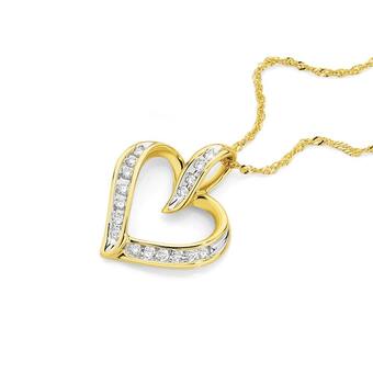 Angus & Coote 9ct gold diamond heart pendant offer