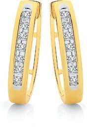 Angus & Coote 9ct gold diamond channel set huggie earrings offer