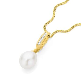 Angus & Coote 9ct gold cultured fresh water pearl & diamond enhancer offer