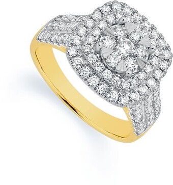 Angus & Coote 9ct gold diamond cushion ring offer