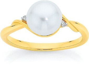 Angus & Coote 9ct gold cultured freshwater pearl & diamond ring offer